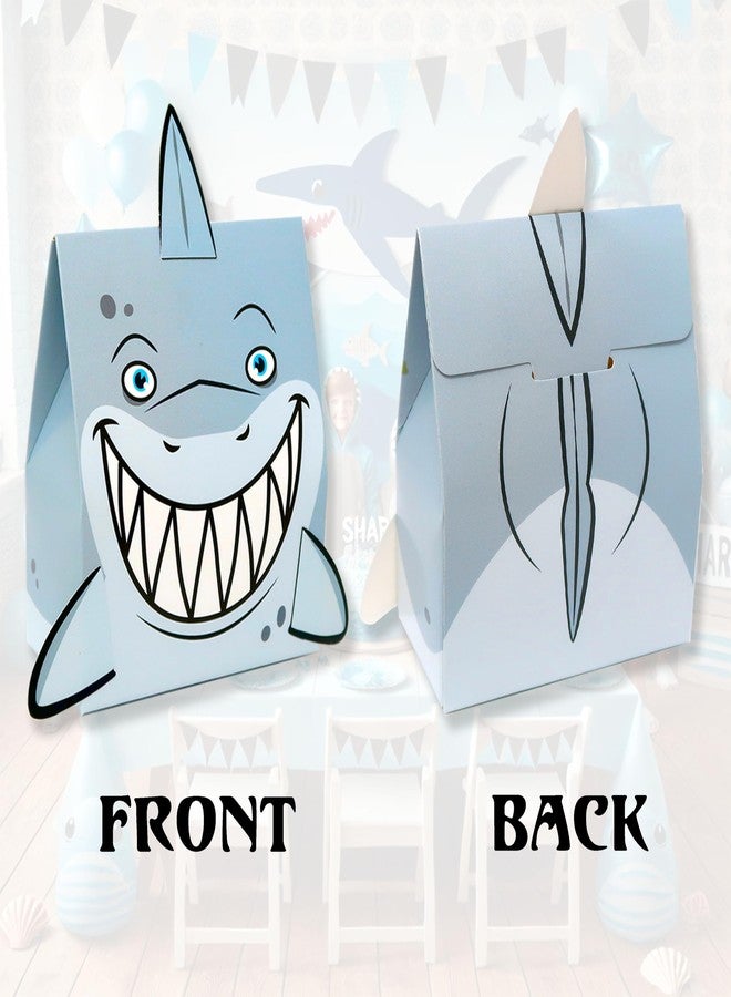 Tribello Jawsome Cardboard Shark Treat Boxes – 12 Pack | 4" x 5" x 2 1/4" | Ocean Theme Party Favor Boxes for Kids’ Birthdays, Baby Showers, and Beach Parties - Image 3